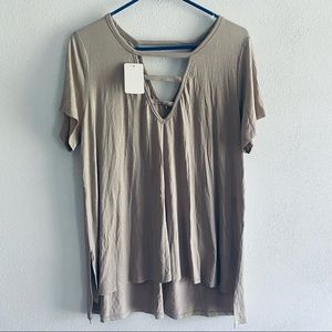 NWT Gilli Boutique tan strappy front tee